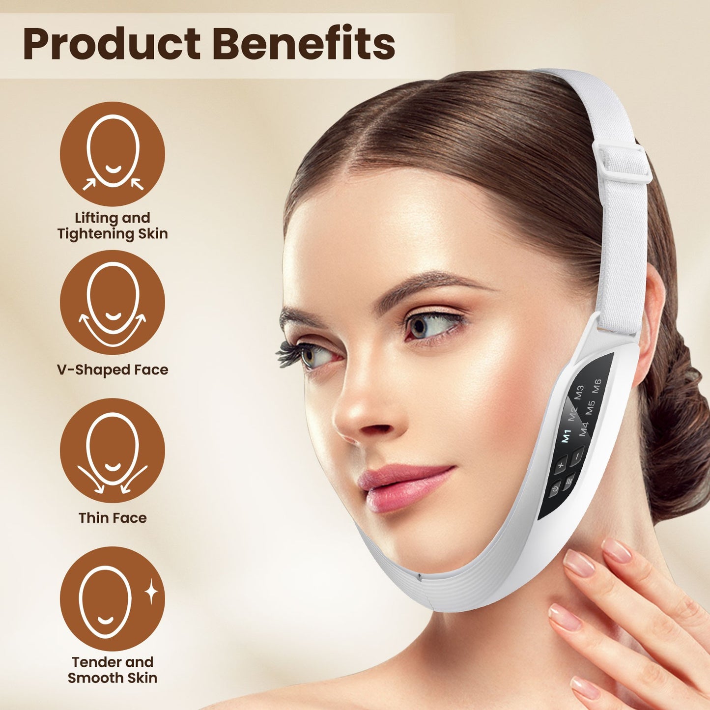 Massageador Facial V-Face com Microcorrente Recarregável