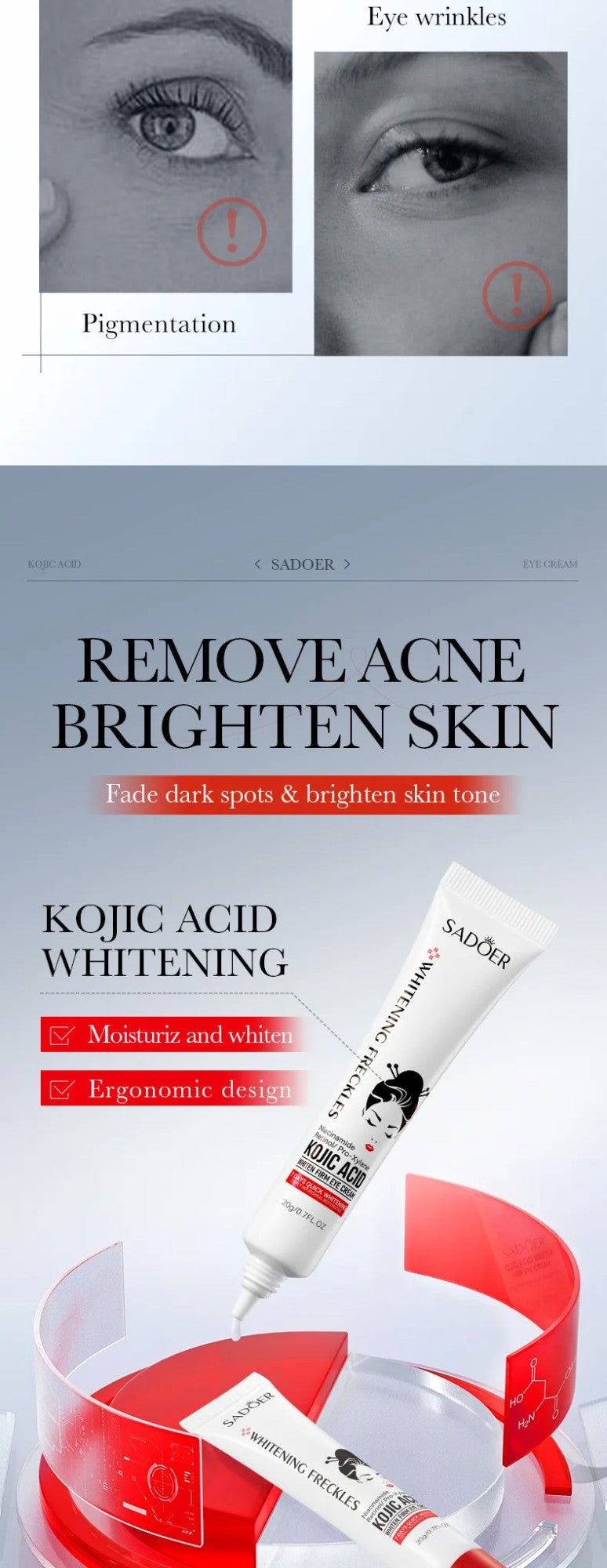 Creme para Olhos SAKSRAAR — Ácido Kójico + Retinol Anti-Olheiras & Firmador