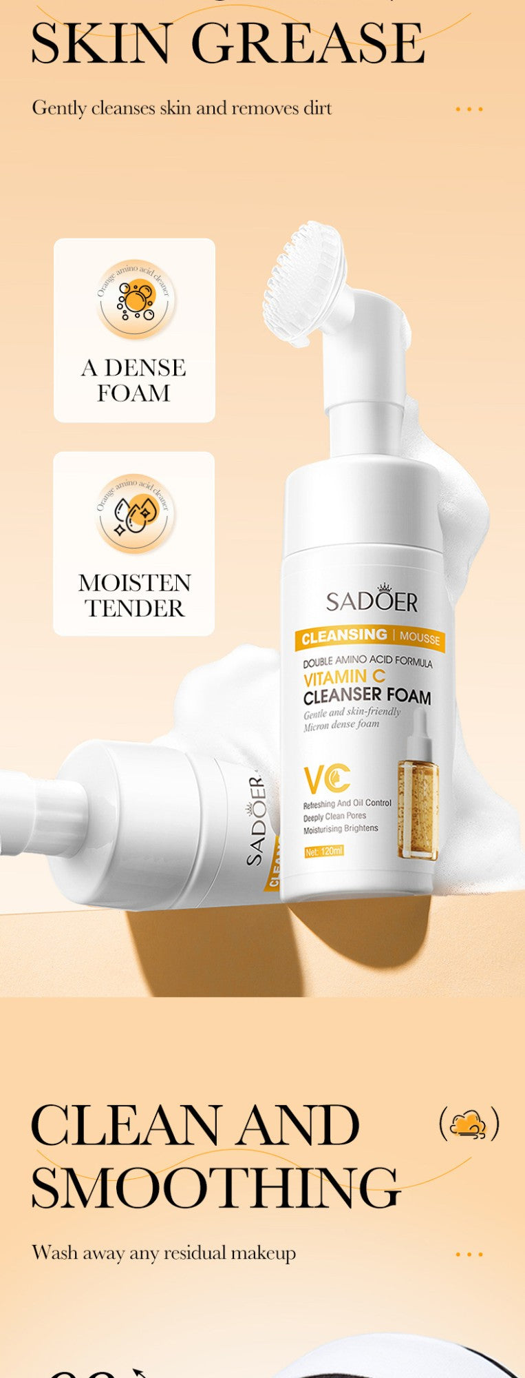 Espuma de Limpeza Facial - SAODER Q10 + Vitamina C