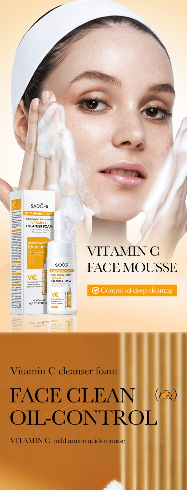 Espuma de Limpeza Facial - SAODER Q10 + Vitamina C