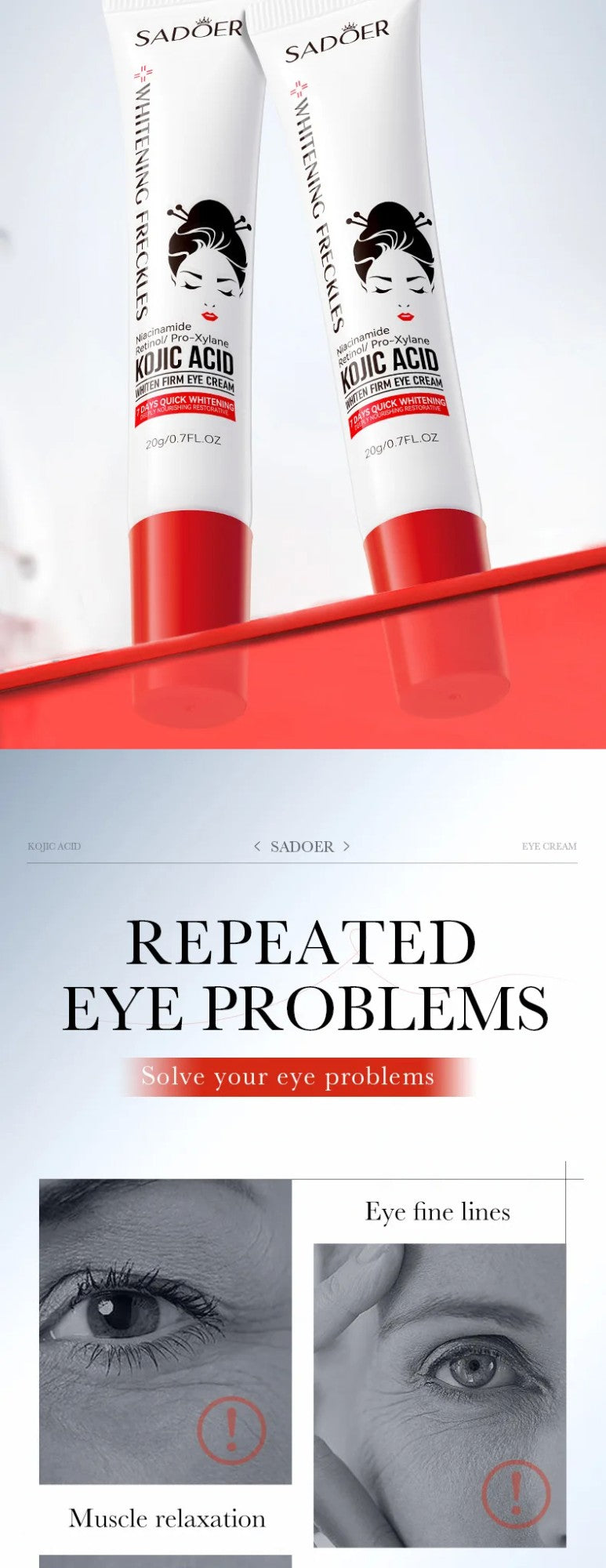 Creme para Olhos SAKSRAAR — Ácido Kójico + Retinol Anti-Olheiras & Firmador