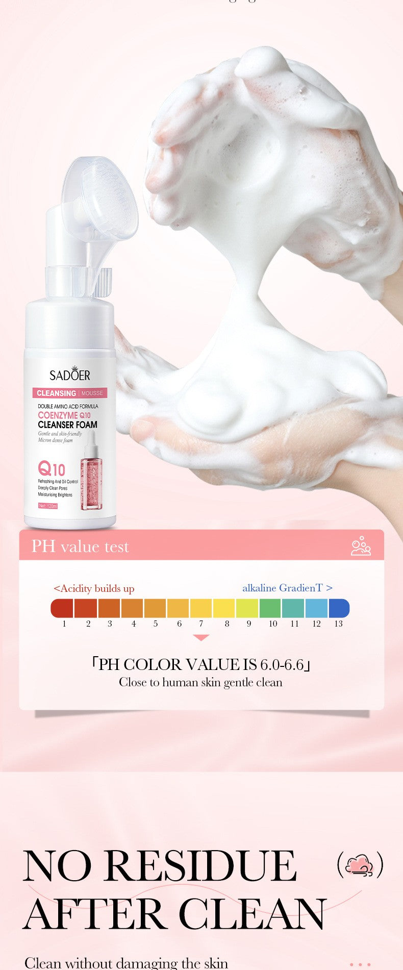 Espuma de Limpeza Facial - SAODER Q10 + Vitamina C