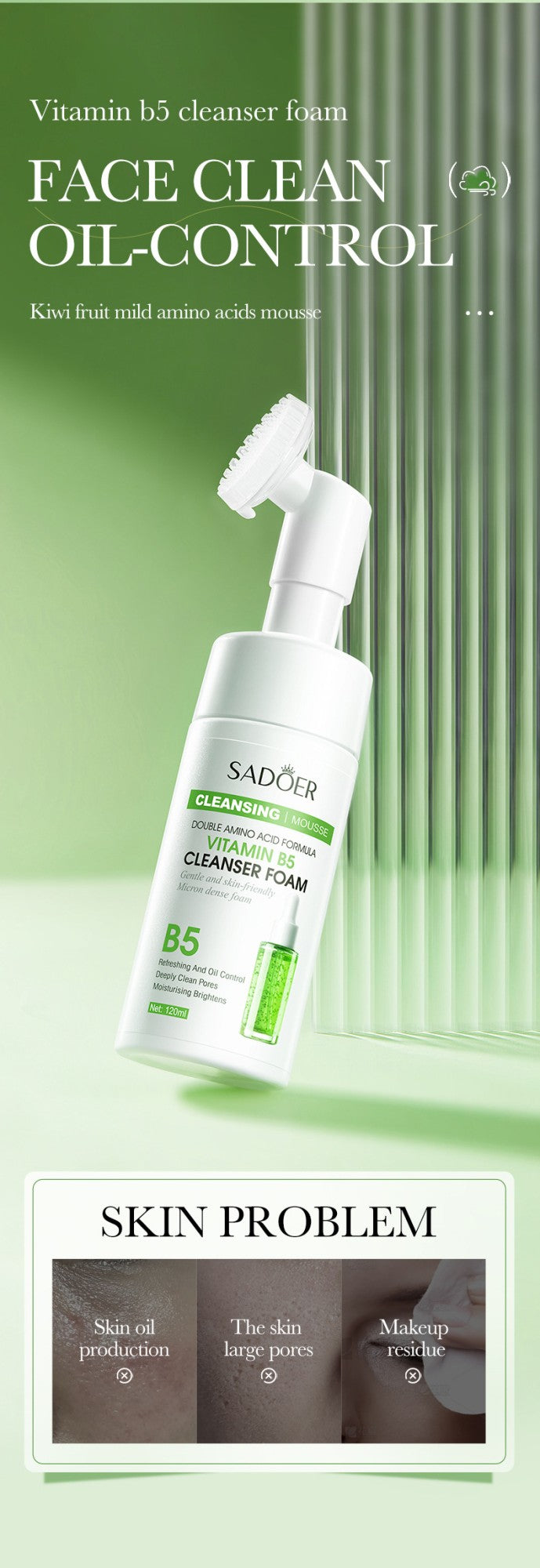 Espuma de Limpeza Facial - SAODER Q10 + Vitamina C