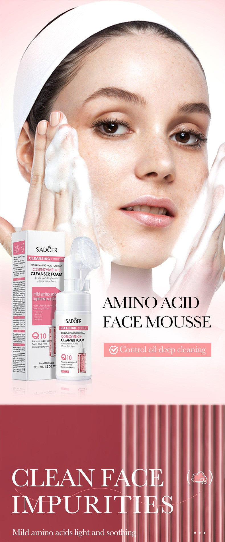 Espuma de Limpeza Facial - SAODER Q10 + Vitamina C