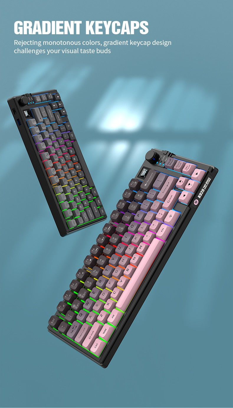 Kit Teclado e Mouse Ergonômicos com Tela, RGB e Precisão 1600DPI