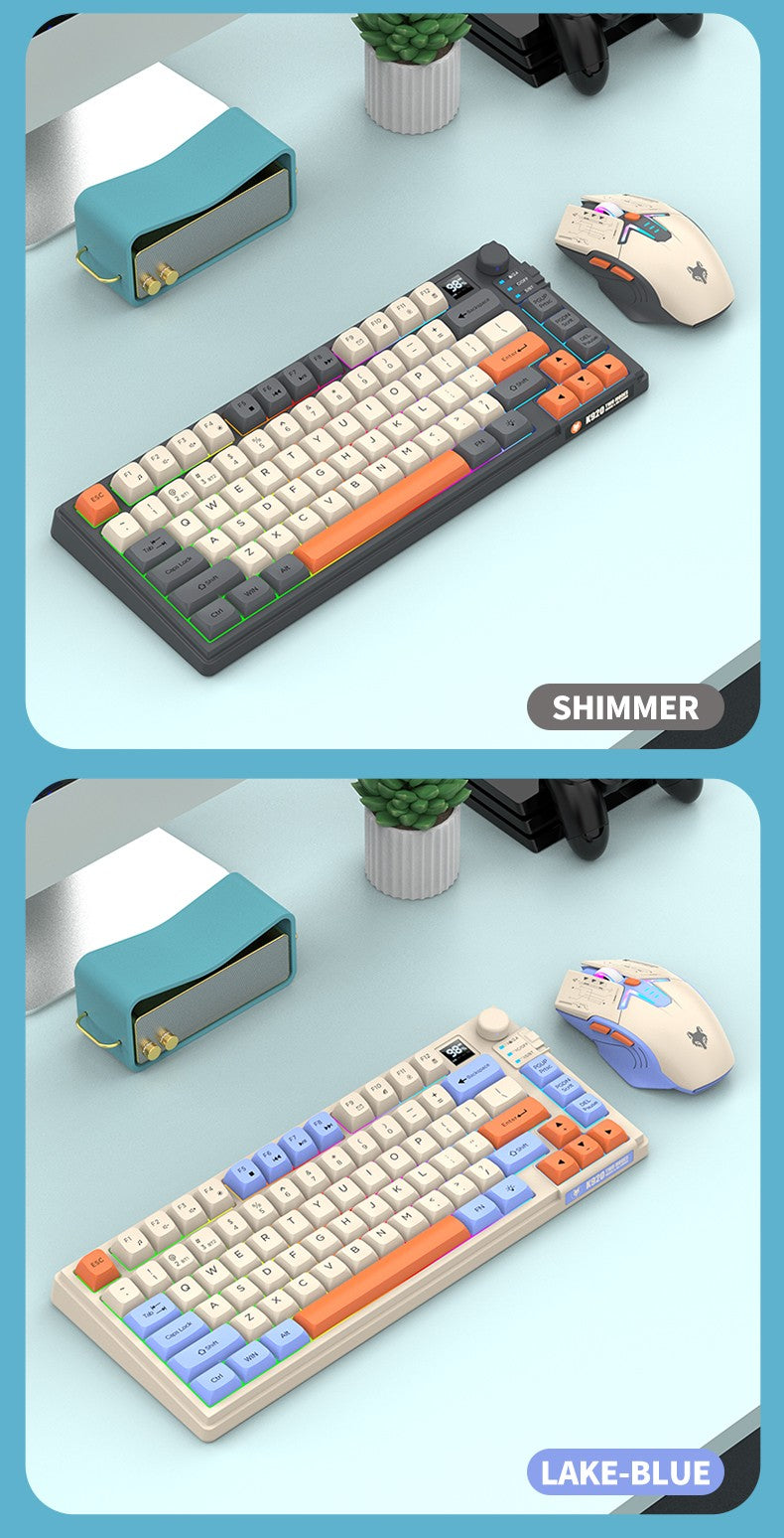 Kit Teclado e Mouse Ergonômicos com Tela, RGB e Precisão 1600DPI