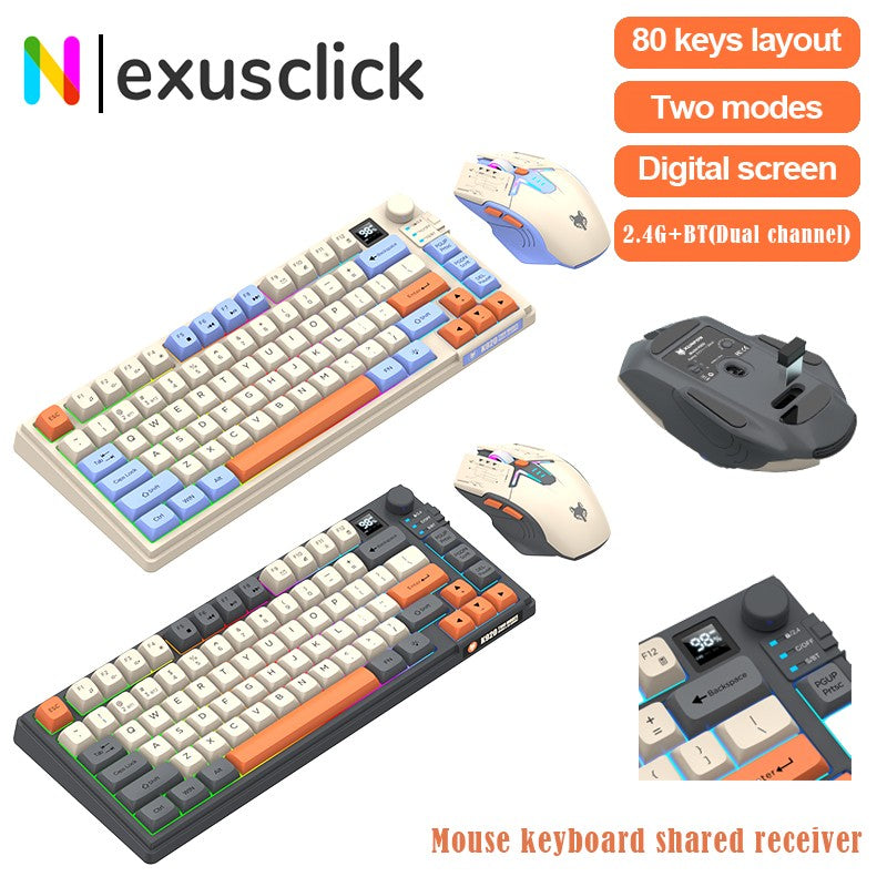 Kit Teclado e Mouse Ergonômicos com Tela, RGB e Precisão 1600DPI