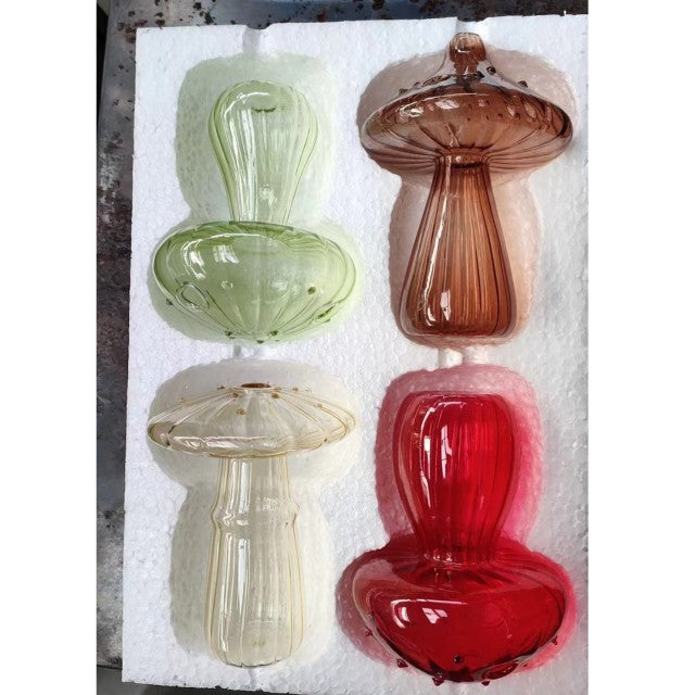 Vaso Cogumelo de Vidro Colorido
