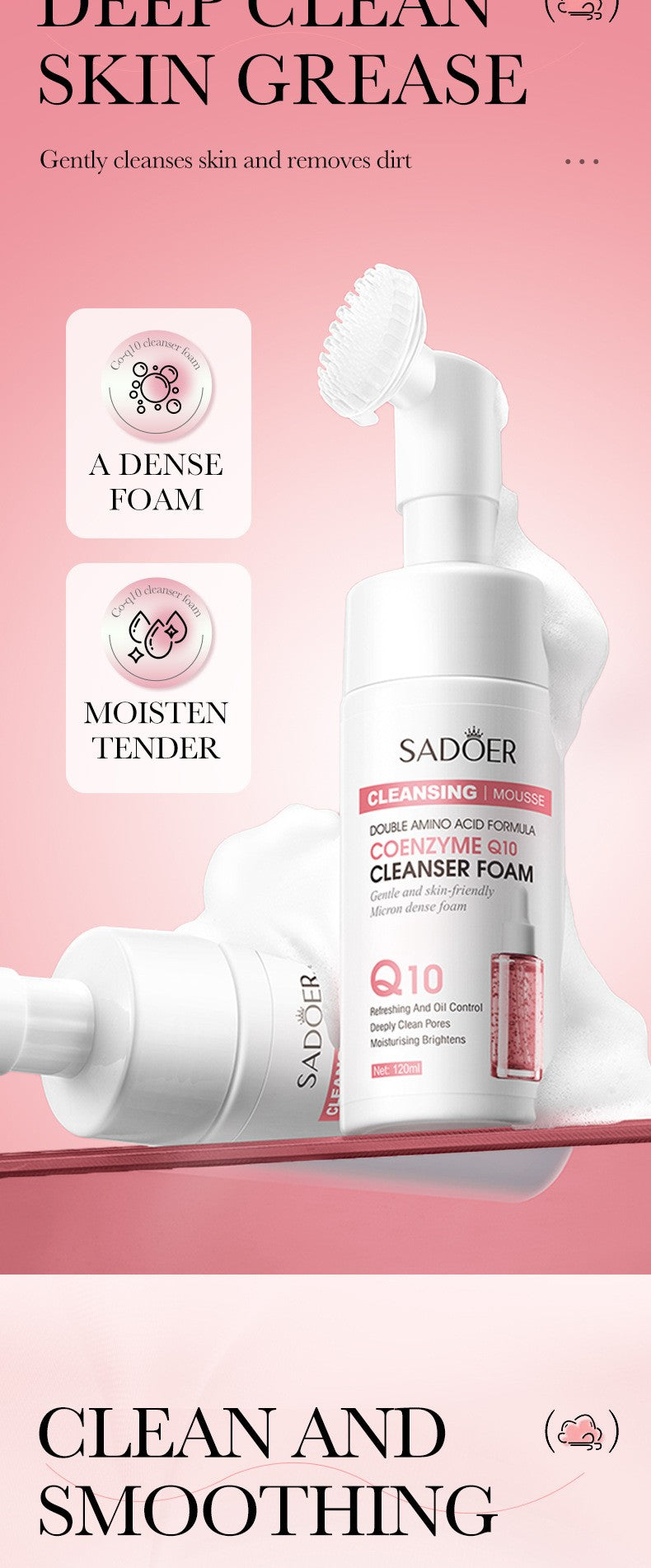 Espuma de Limpeza Facial - SAODER Q10 + Vitamina C