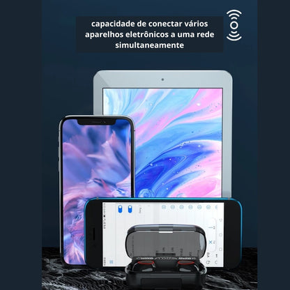Fone de Ouvido Bluetooth 5.1 com Case LED Digital Bateria de Longa Duração
