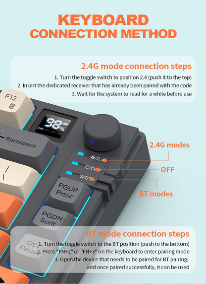 Kit Teclado e Mouse Ergonômicos com Tela, RGB e Precisão 1600DPI