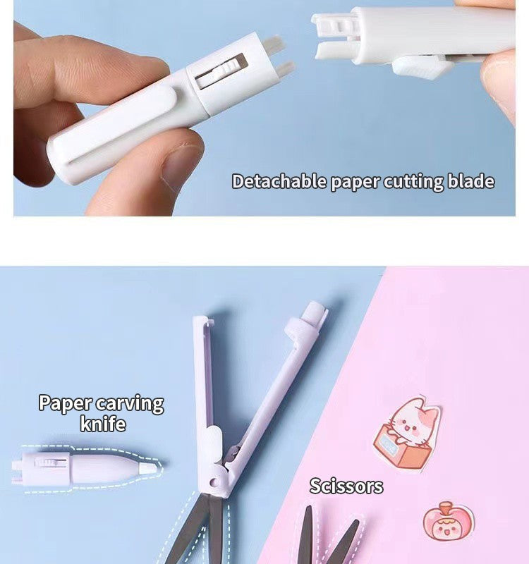 Mini Tesoura/Estilete Portátil 2 em 1