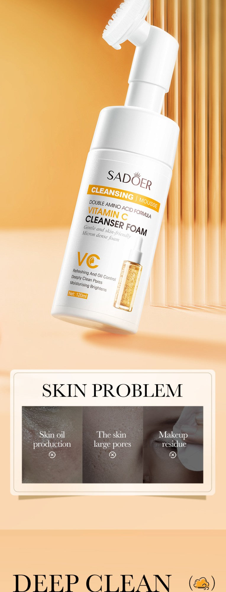 Espuma de Limpeza Facial - SAODER Q10 + Vitamina C