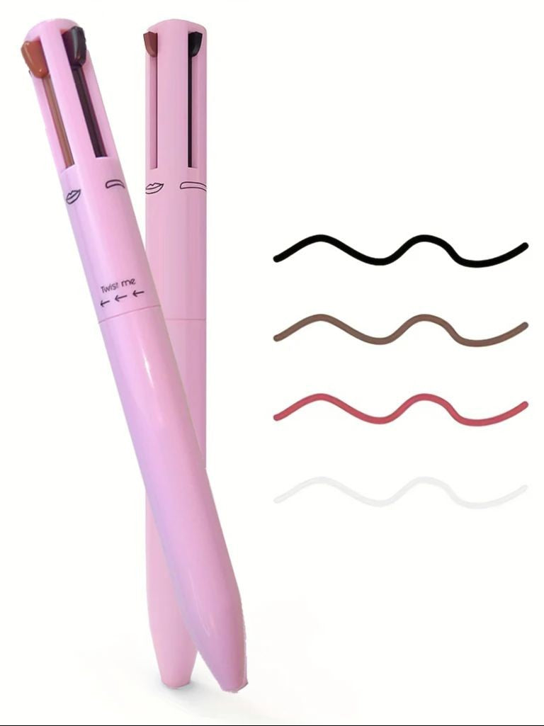Caneta Delineadora Multifuncional 4 em 1 — Sobrancelha, Boca, Olhos e Iluminador