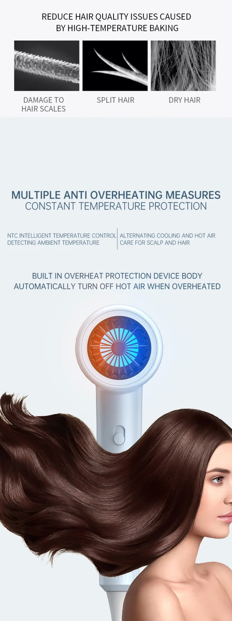 Secador de Cabelo Portátil com Cabo Dobrável 750W