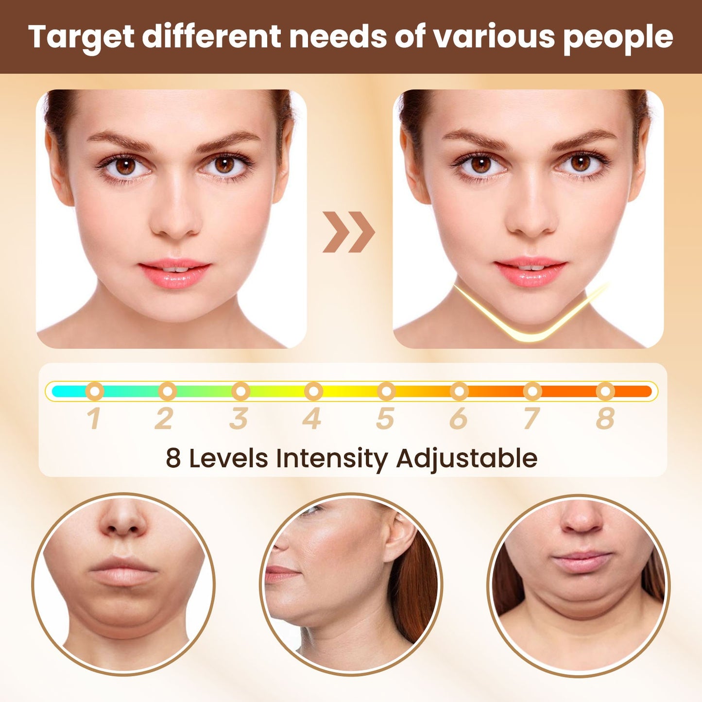 Massageador Facial V-Face com Microcorrente Recarregável