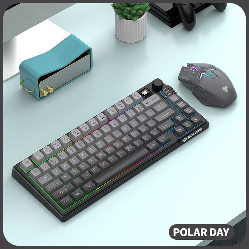 Kit Teclado e Mouse Ergonômicos com Tela, RGB e Precisão 1600DPI