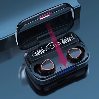 Fone de Ouvido Bluetooth 5.1 com Case LED Digital Bateria de Longa Duração