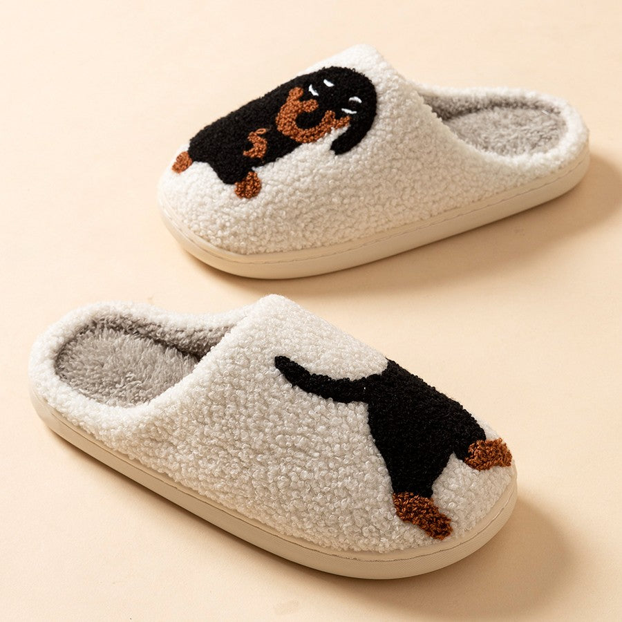 Pantufas de Algodão com Estampa de Cachorro Salsichinha