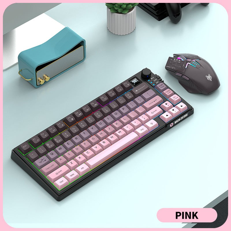 Kit Teclado e Mouse Ergonômicos com Tela, RGB e Precisão 1600DPI