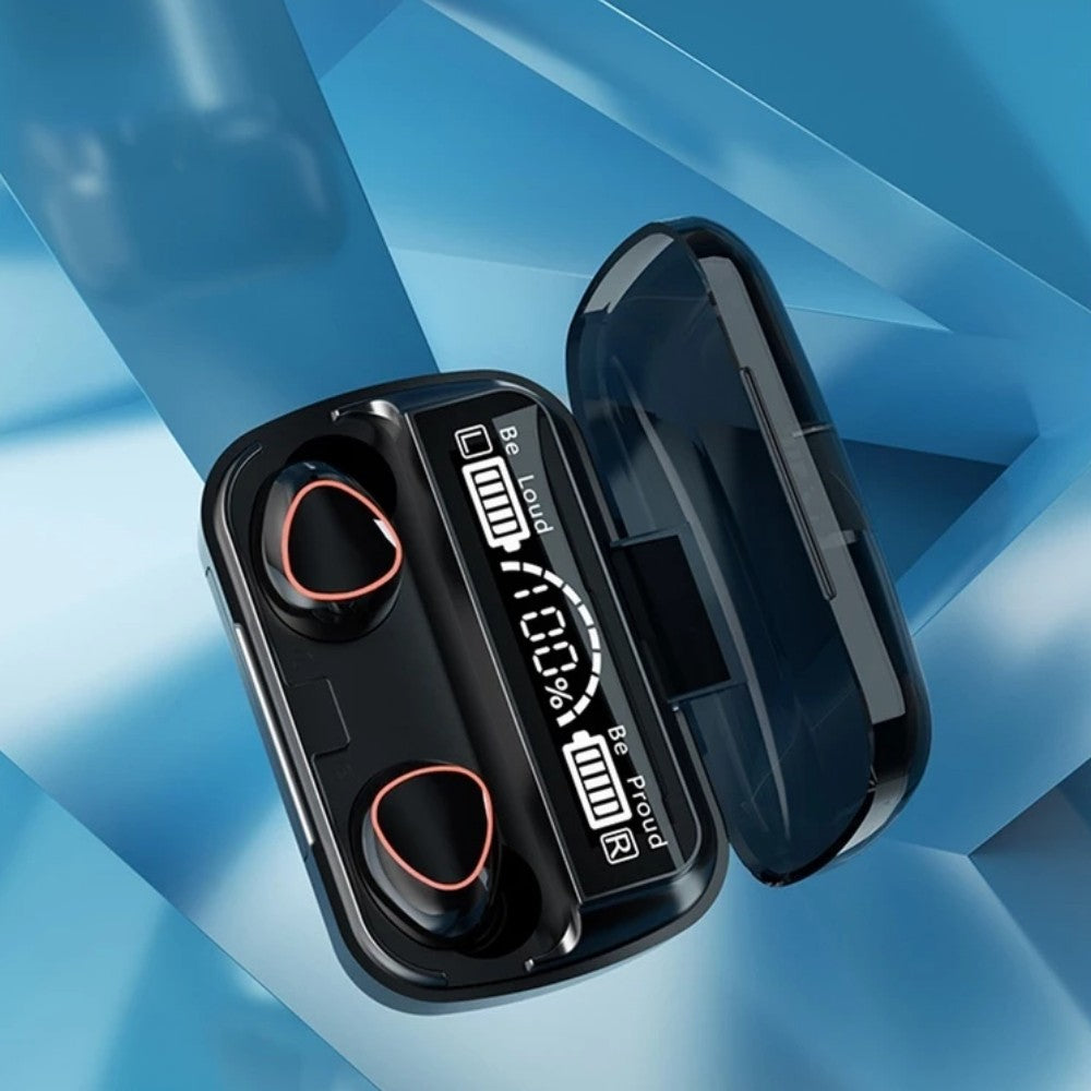 Fone de Ouvido Bluetooth 5.1 com Case LED Digital Bateria de Longa Duração