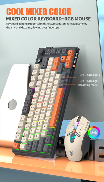 Kit Teclado e Mouse Ergonômicos com Tela, RGB e Precisão 1600DPI