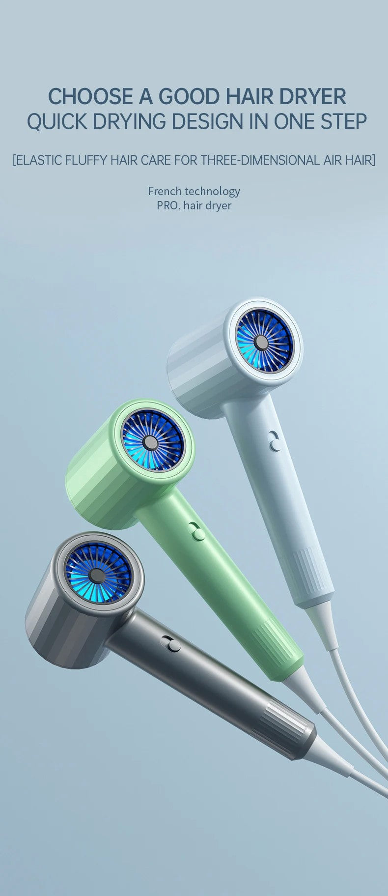 Secador de Cabelo Portátil com Cabo Dobrável 750W