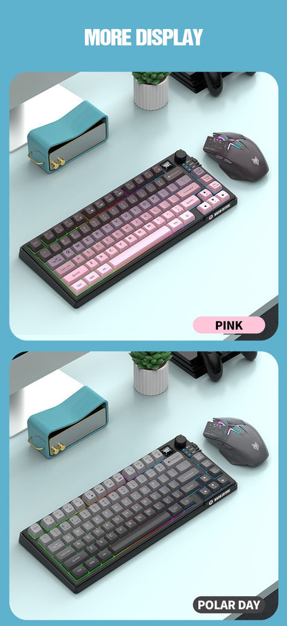 Kit Teclado e Mouse Ergonômicos com Tela, RGB e Precisão 1600DPI