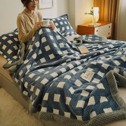 Cobertor de Lã Coral Xadrez – Alta Qualidade e Conforto
