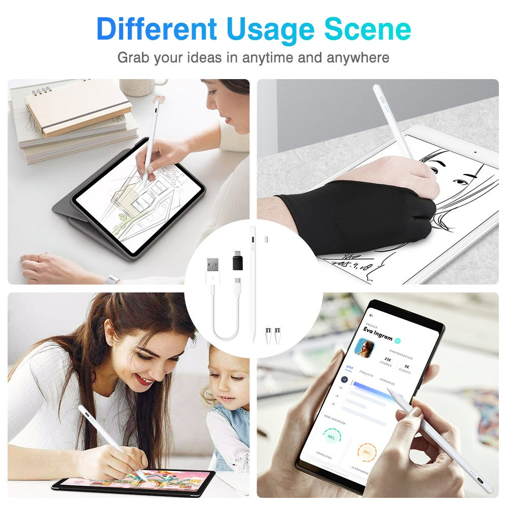 Caneta para Tela Sensível ao Toque com Carregamento Wireless e Sucção Magnética – Compatível com Tablets