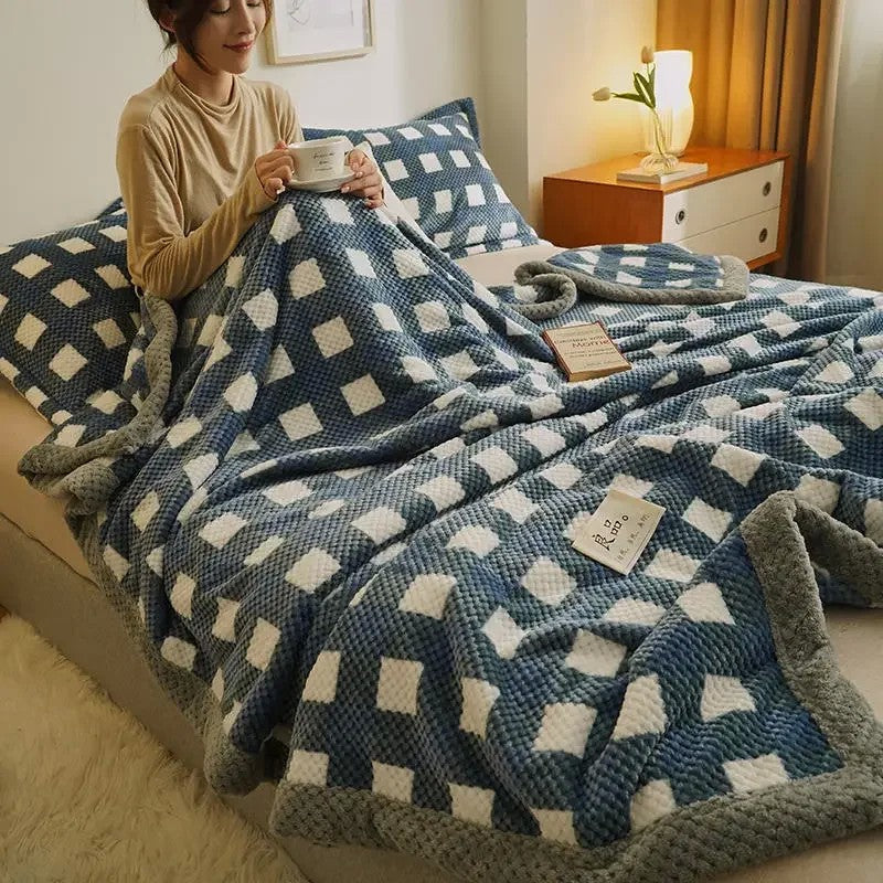 Cobertor de Lã Coral Xadrez – Alta Qualidade e Conforto
