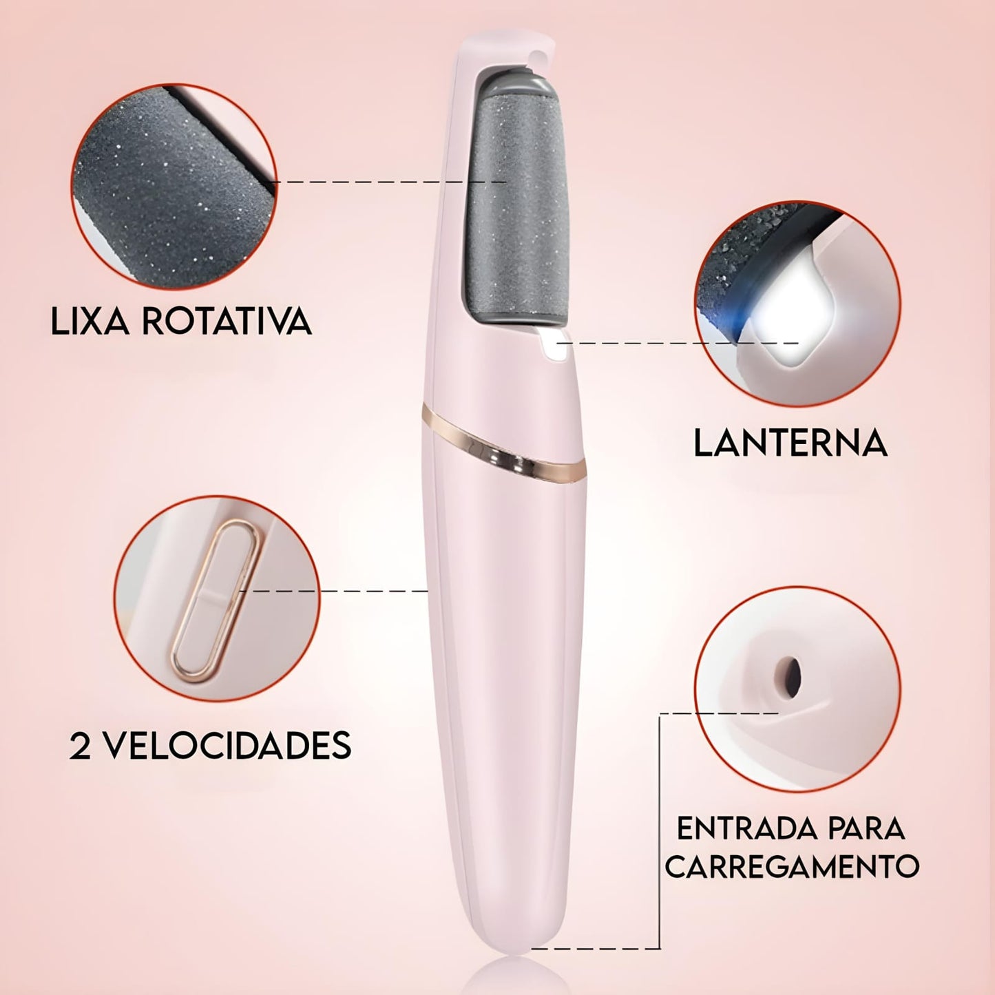 Lixa Elétrica Recarregável para Pés