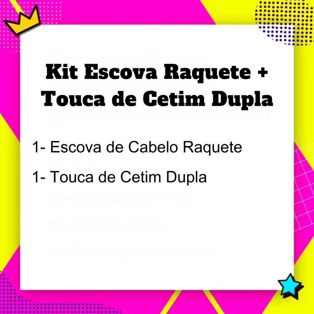 Combo Anti-Frizz: Touca de Cetim Dupla + Escova Raquete Curvada